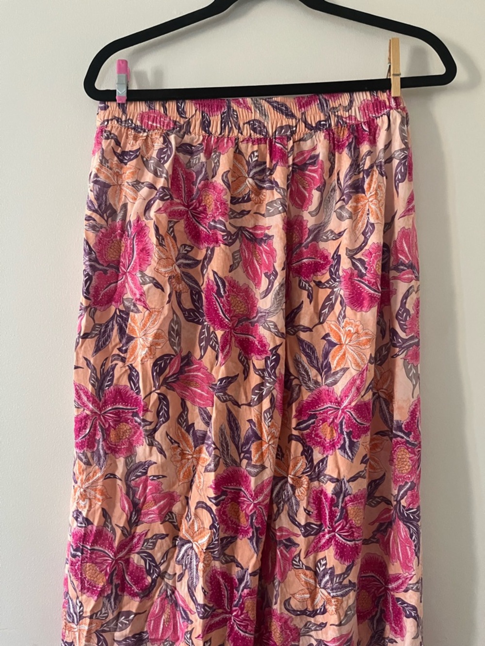 Old Navy Boho Floral Wide Leg Pants Large Pink Orange Vacation Resort Beach - Picture 6 of 8